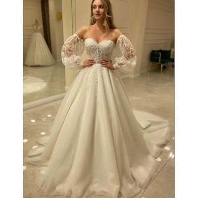 Wedding dresses bridal gown detachable sleeve - Thumbnail 3