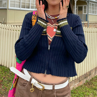 RETRO STRIPED ZIPPER JACKET - Thumbnail 1