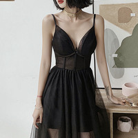 Black tulle short prom dress homecoming dress - Thumbnail 1