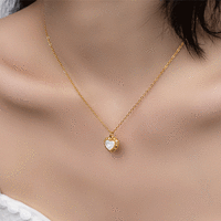 Beautiful Luxury Gold Framed Heart Shaped Cystal Chain Pendant Necklace - Thumbnail 6