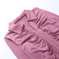 High Waist Turndown Collar Long Sleeve Blouse Shirt - Thumbnail 2