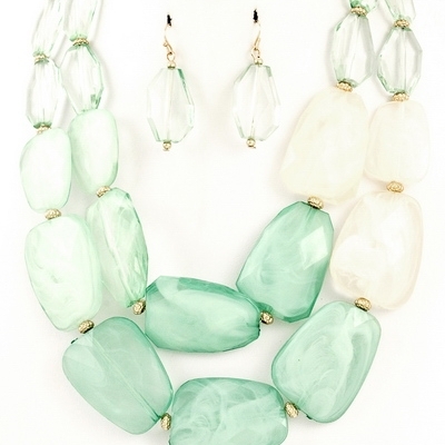 Smoke bay necklace in shades of sea green