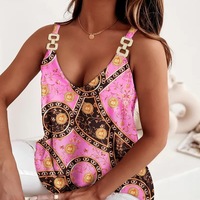 Sweet Sling Sleeveless Chain Print Vest Tops - Thumbnail 1