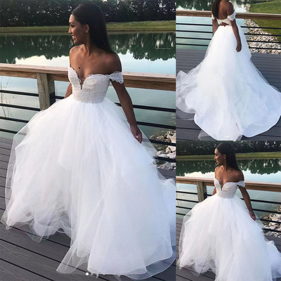 Off Shoulder Wedding Dresses Bridal Gown with Lace WD78