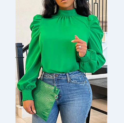 Design Women's Long Sleeve Puff Sleeve Shirt Top