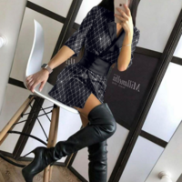Elegant Solid Color Women'S Splicing Long Sleeve Dress - Thumbnail 1