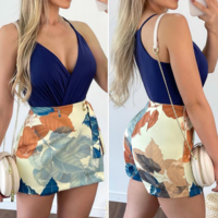 Sling Women's Bodysuit Printed Shorts Two-piece Set - Thumbnail 1