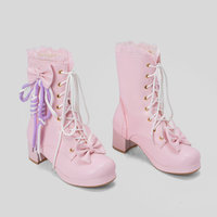 JK Bowknot Chunky Heeled Booties  - 3colors - Thumbnail 5