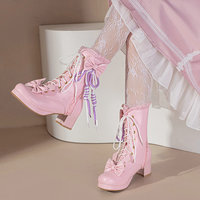 JK Bowknot Chunky Heeled Booties  - 3colors - Thumbnail 2
