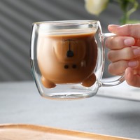 Double Layer Cartoon Mug Glass - Thumbnail 2