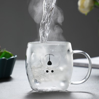 Double Layer Cartoon Mug Glass - Thumbnail 3