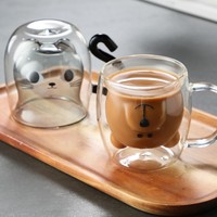 Double Layer Cartoon Mug Glass - Thumbnail 4