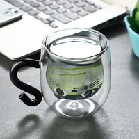 Double Layer Cartoon Mug Glass - Thumbnail 5