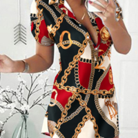 Design Women's Short Sleeve Print Dress - Thumbnail 1