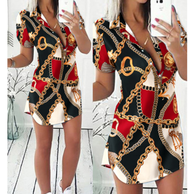 Design Women's Short Sleeve Print Dress