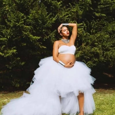 Two piece pregnant wedding dresses bridal gown - Thumbnail 4