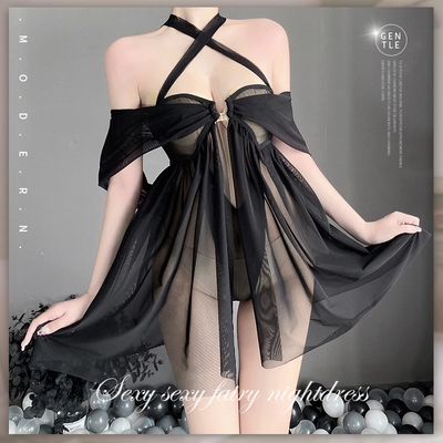 Lingerie sexy cute transparent hanging neck pure desire uniform temptation passion free pajamas midnight charm suit