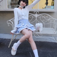 Winter Holiday Soft Plush Black Blue Red High Waist Short Skirt - Thumbnail 9