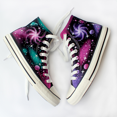 Universe starry harajuku ulzzang hand-painted graffiti canvas shoes - Thumbnail 2