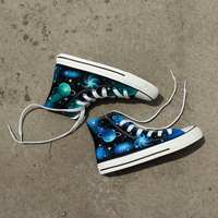 Universe Starry Harajuku ulzzang hand-painted graffiti canvas shoes - Thumbnail 4