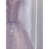 Purple tulle sequins long prom dress evening dress - Thumbnail 2