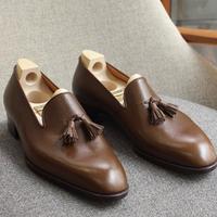 New Handmade Brown Tassels Loafer Leather Formal shoes - Thumbnail 1