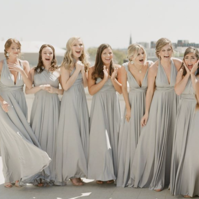 Convertible gray bridesmaid dresses for wedding party - Thumbnail 2