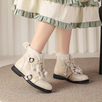 Kawaii Bowknot Heart Buckle Fleece Boots - Thumbnail 3