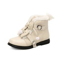 Kawaii Bowknot Heart Buckle Fleece Boots - Thumbnail 8