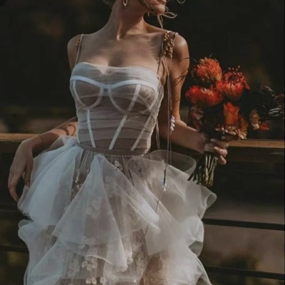 Charming wedding dresses bridal gown tulle with appliques - Thumbnail 3