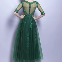 Green tulle lace short prom dress homecoming dress - Thumbnail 5