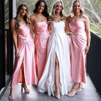 Ankle length pink bridesmaid dresses for wedding  - Thumbnail 1