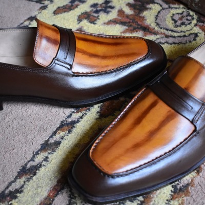 Hot sale men's hand stitch two tone moccasin shoes, formal leather shoes