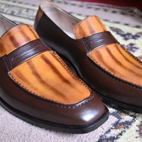 Hot Sale Men's Hand Stitch Two Tone Moccasin Shoes, Formal Leather Shoes - Thumbnail 1