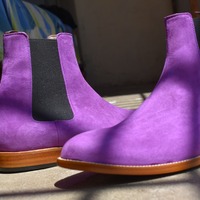 Outclass Hot Sale Christmas Purple Boot, Handmade Chelsea Suede Boot - Thumbnail 1