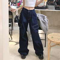 CONTRAST STITCH WORKER JEANS - Thumbnail 1