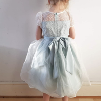 Tea Length Flower Girl Dresses with Short Sleeves - Thumbnail 1
