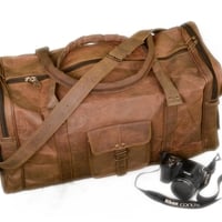 New Handmade Leather Sports travel Duffer Shoulder strip Bag. - Thumbnail 1