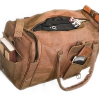 New Handmade Leather Sports travel Duffer Shoulder strip Bag. - Thumbnail 2