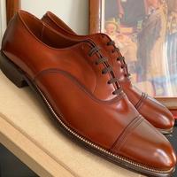 Handmade Men's Brown Leather Polish Beautiful Cap toe For Weddings Shoes - Thumbnail 1