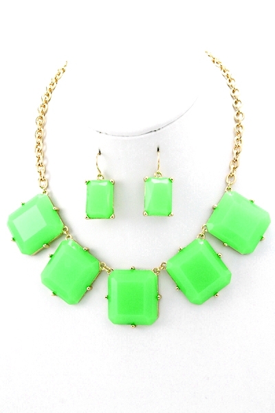 Addison Statement Necklace in Neon Green