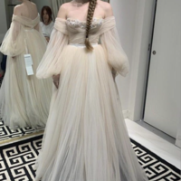 Off Shoulder Wedding Dresses Bridal Gown with 3D Appliques  - Thumbnail 1