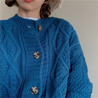 Vintage Round Neck Cardigan - Thumbnail 4