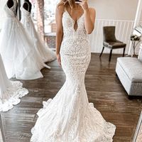 Stunning Mermaid Spaghetti Straps High Quality Lace Wedding Dresses,1469 - Thumbnail 2