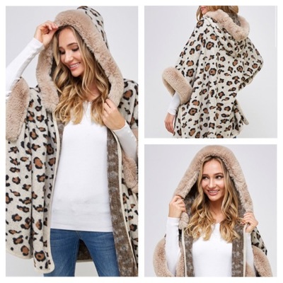 Animal Print Fleece Lined Cape-TD