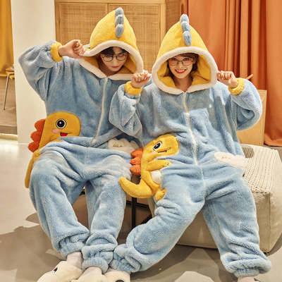 Kawaii Dino Fleece Onesie Couple Pajama