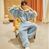 Kawaii Dino Fleece Onesie Couple Pajama - Thumbnail 3