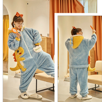 Kawaii Dino Fleece Onesie Couple Pajama - Thumbnail 2