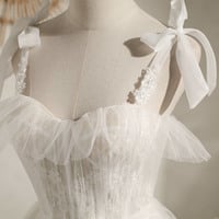 Champagne tulle lace short prom dress homecoming dress - Thumbnail 1