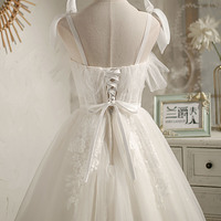 Champagne tulle lace short prom dress homecoming dress - Thumbnail 4